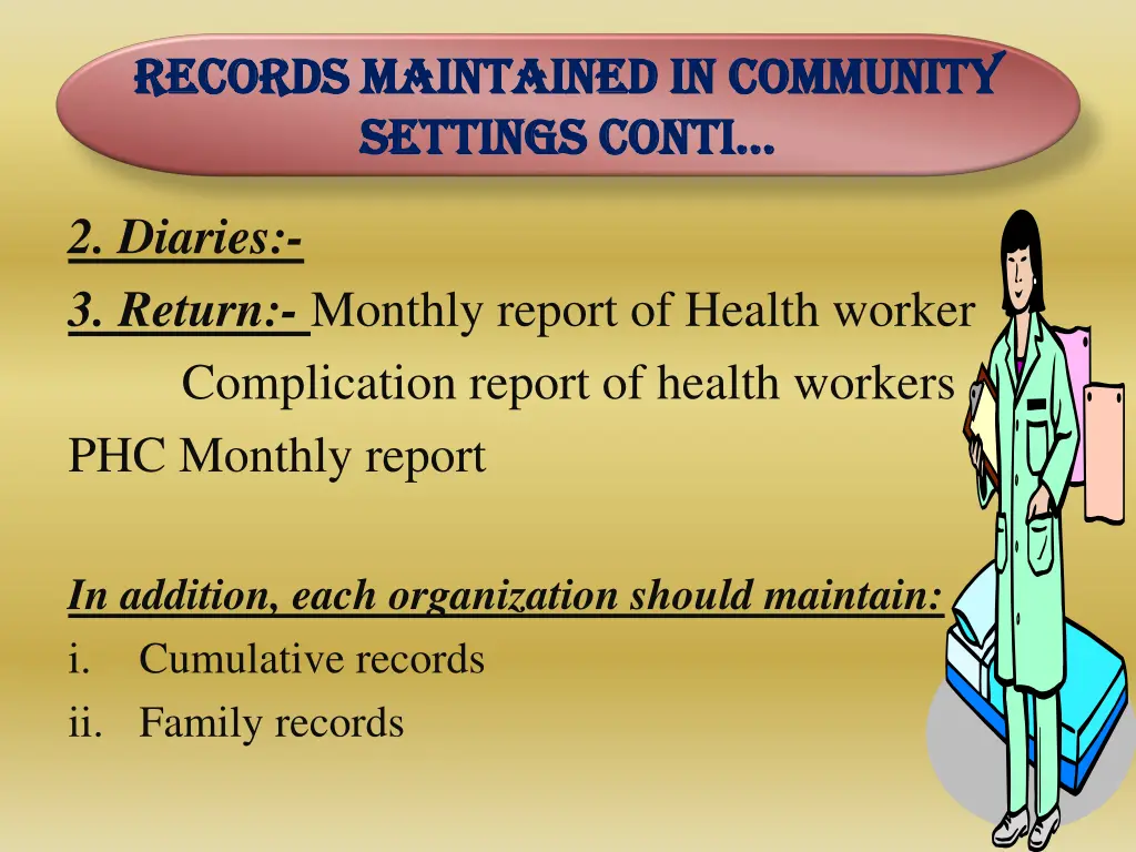 records maintained in community records 1