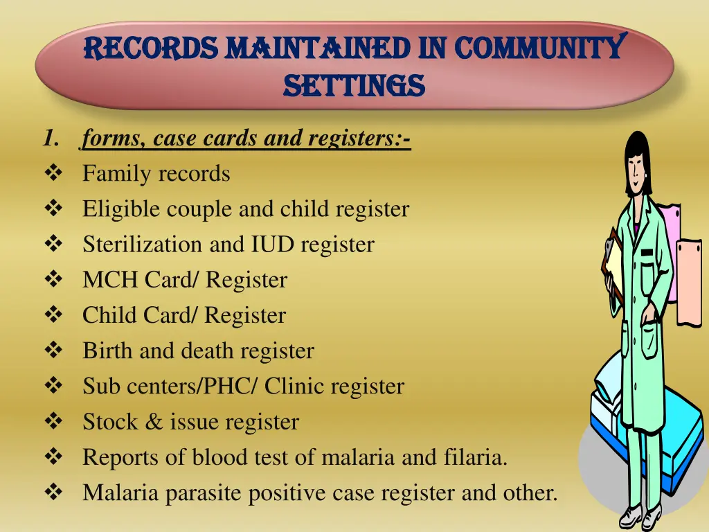 records maintained in community records