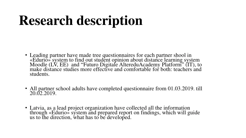 research description