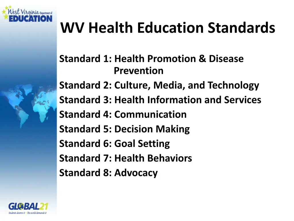 wv health education standards