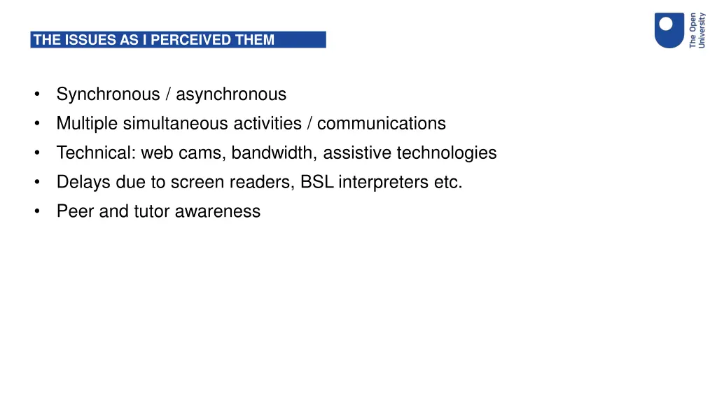 the issues as i perceived them