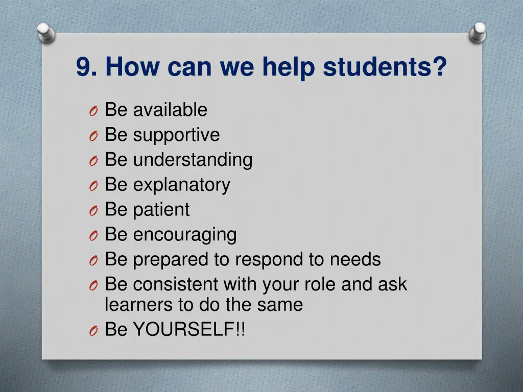 9 how can we help students