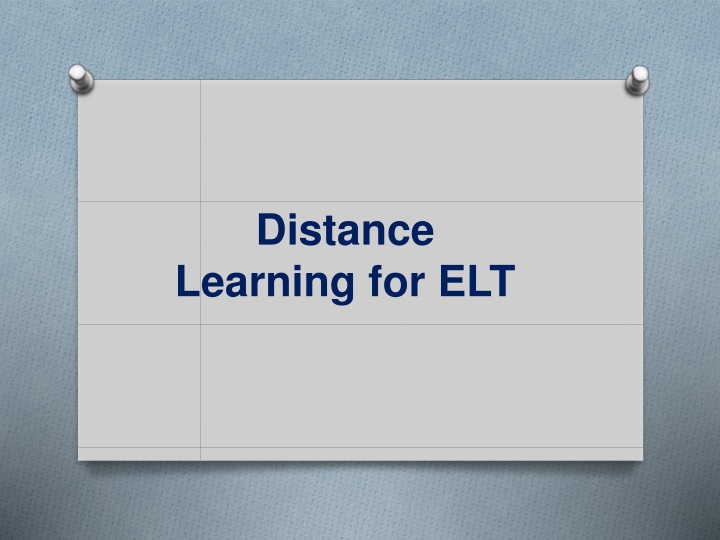 distance learning for elt