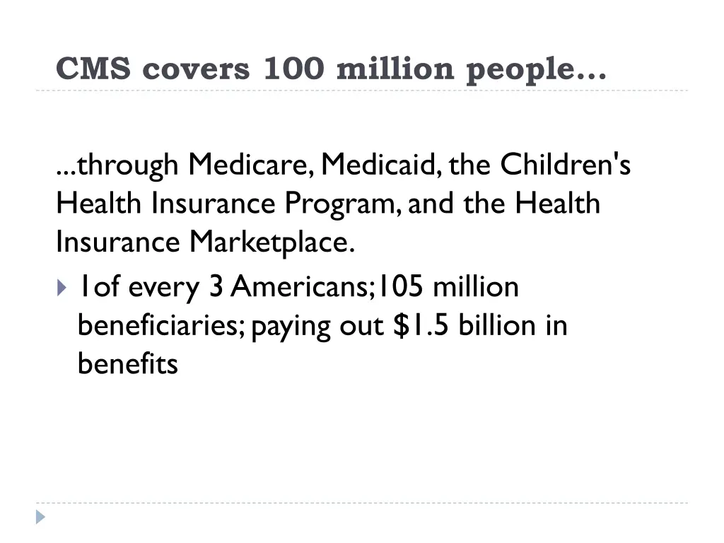 cms covers 100 million people