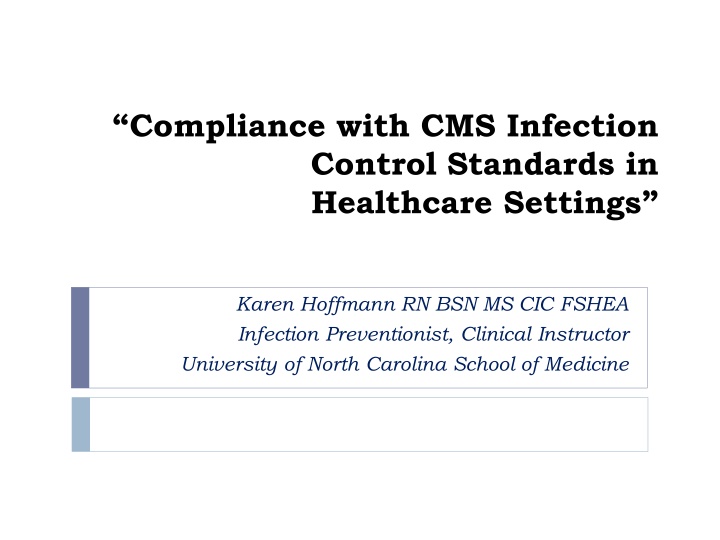 compliance with cms infection control standards