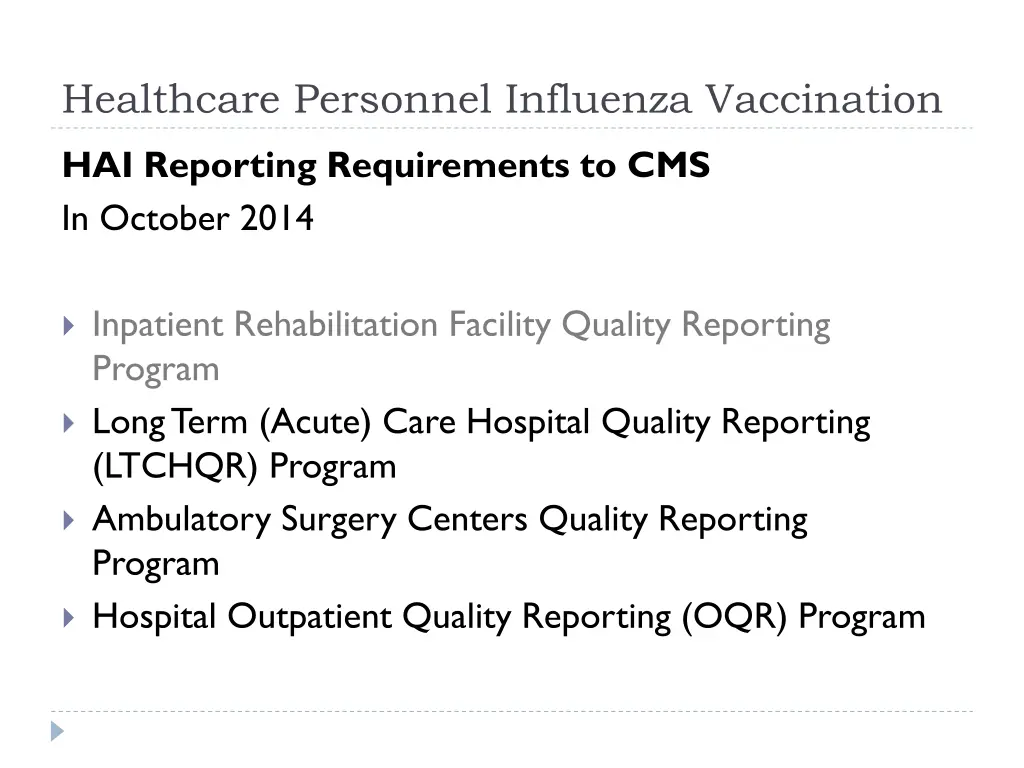 healthcare personnel influenza vaccination