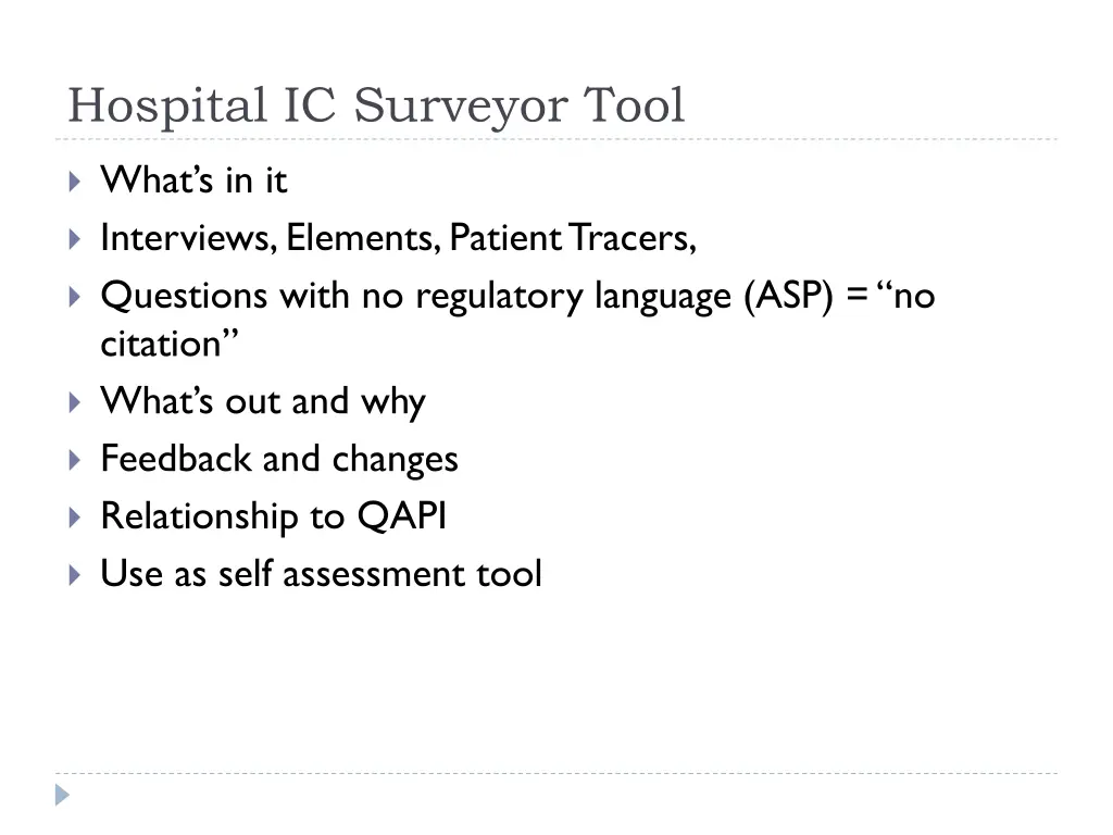 hospital ic surveyor tool