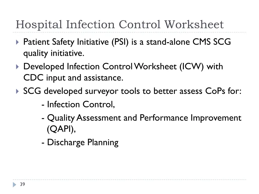 hospital infection control worksheet