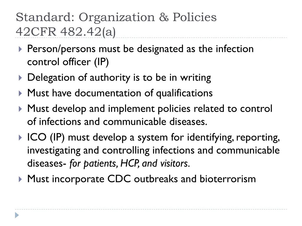 standard organization policies 42cfr