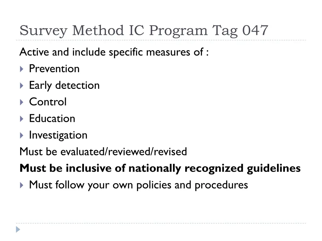 survey method ic program tag 047