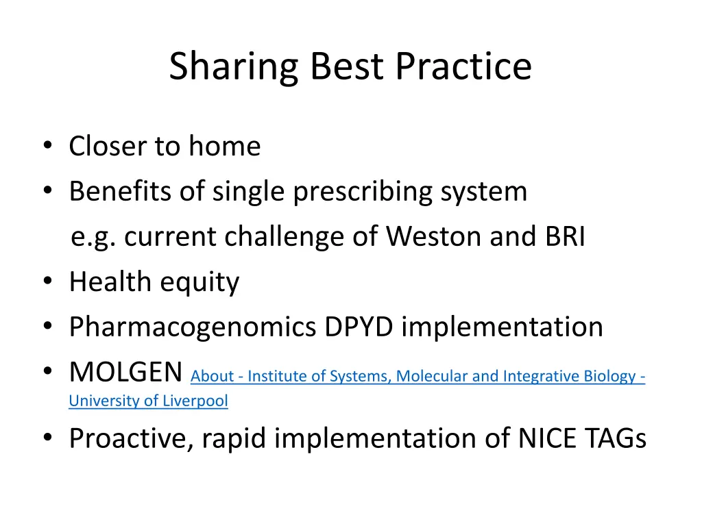 sharing best practice