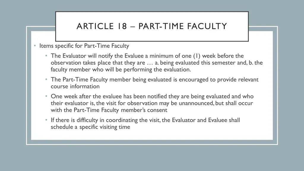 article 18 part time faculty