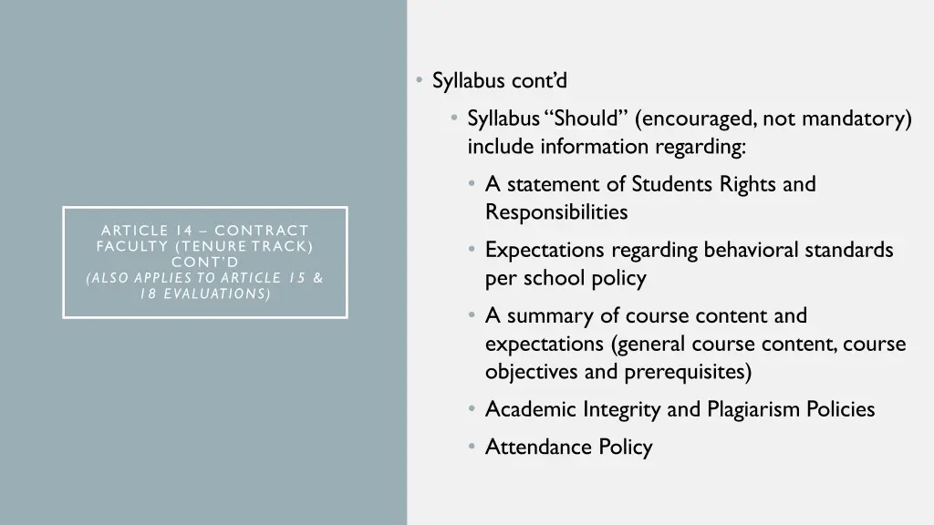 syllabus cont d syllabus should encouraged