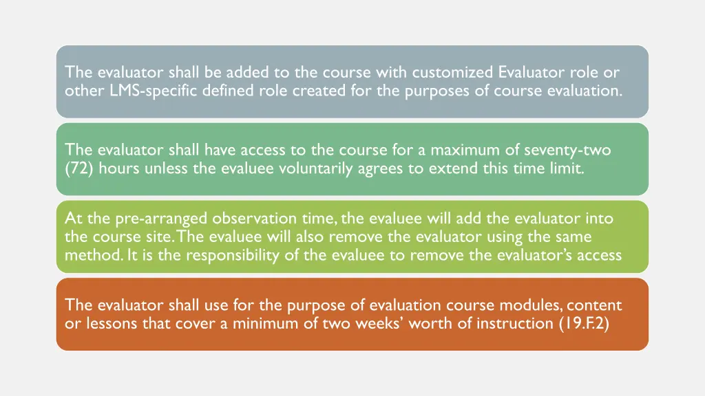 the evaluator shall be added to the course with
