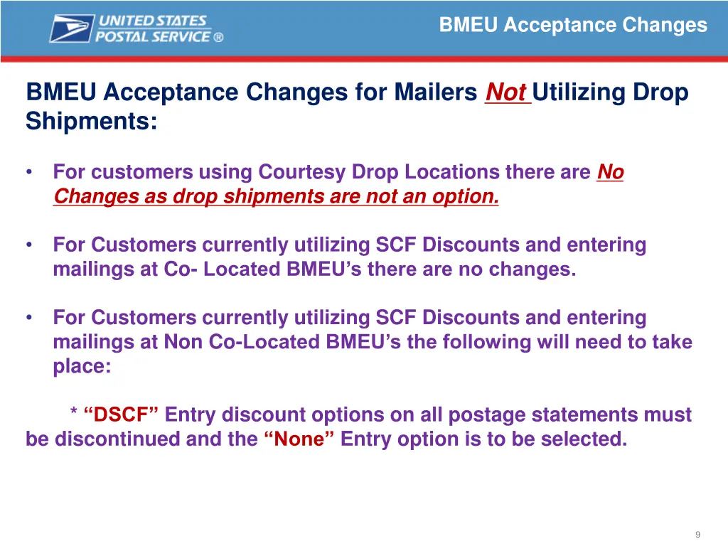 bmeu acceptance changes