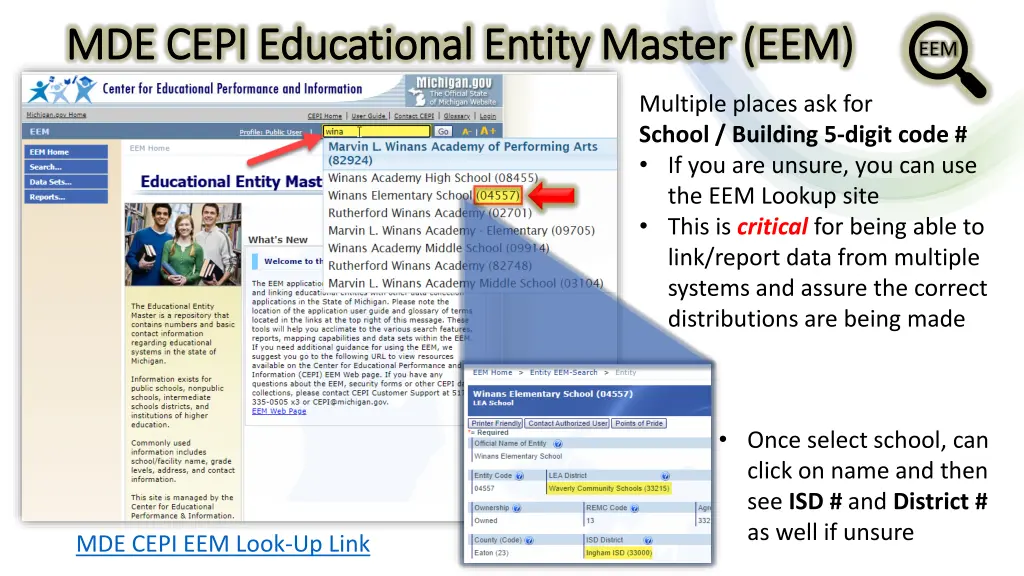 mde cepi educational entity master eem mde cepi