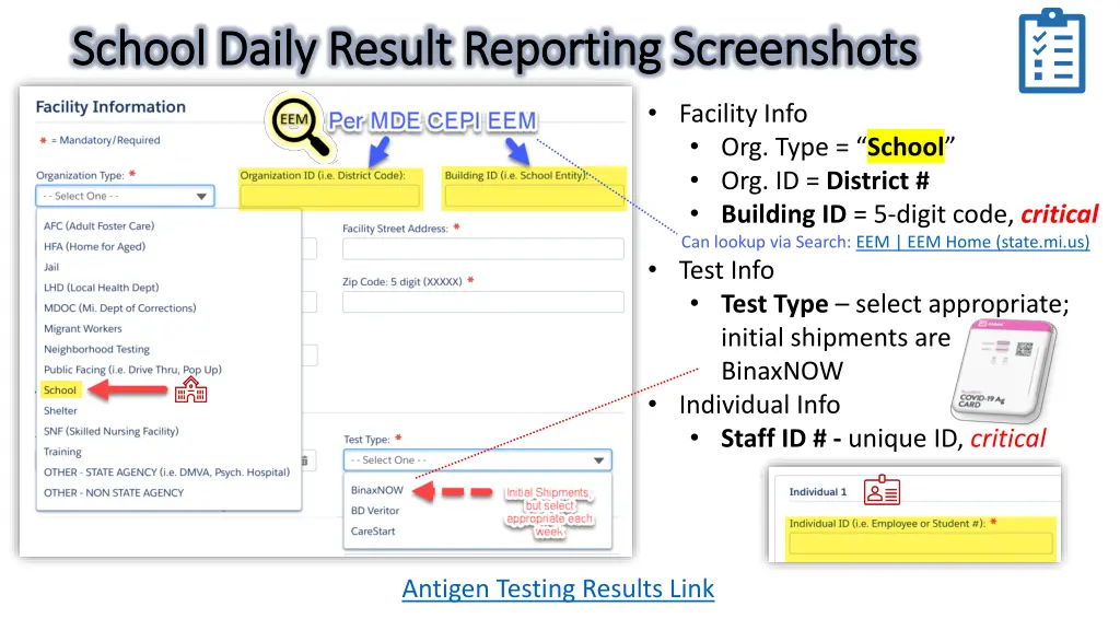 school daily result reporting screenshots school