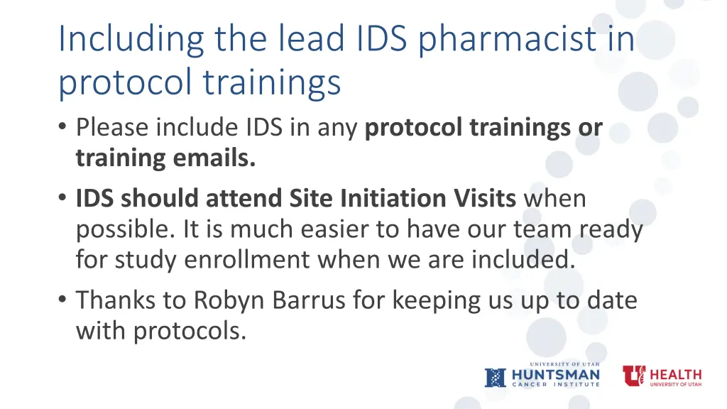 including the lead ids pharmacist in protocol