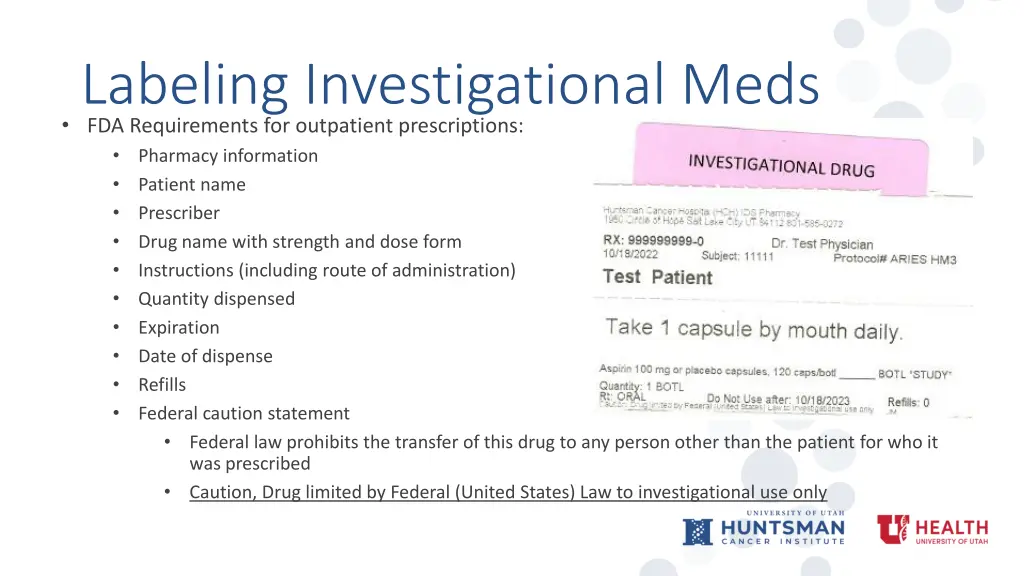 labeling investigational meds fda requirements