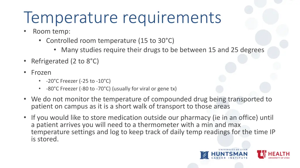 temperature requirements room temp controlled