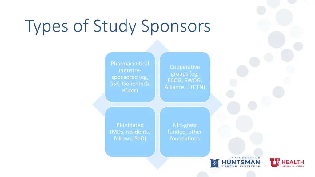 types of study sponsors