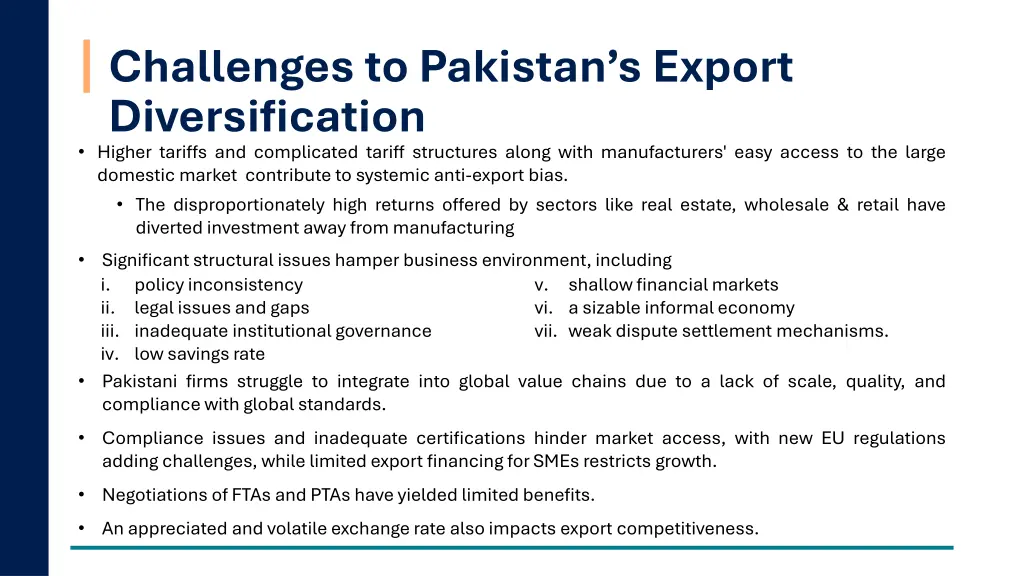 challenges to pakistan s export diversification