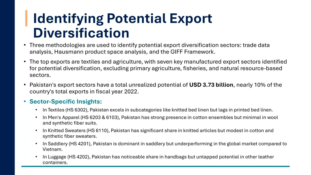 identifying potential export diversification