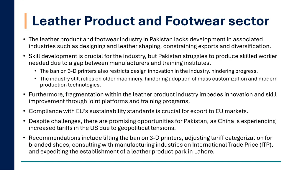 leather product and footwear sector