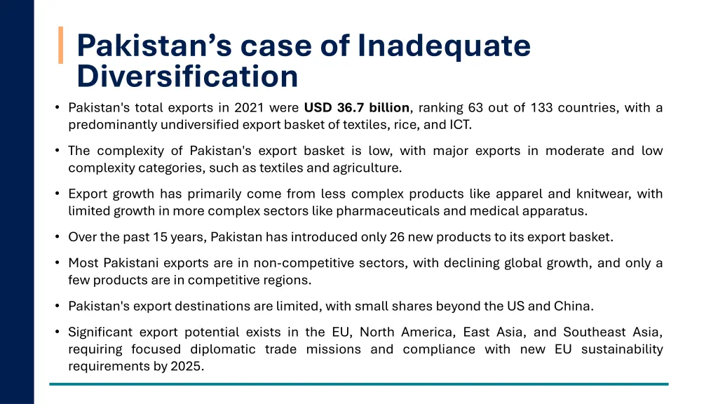 pakistan s case of inadequate diversification