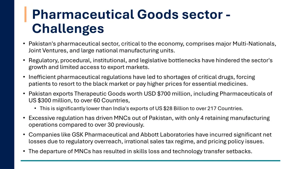 pharmaceutical goods sector challenges
