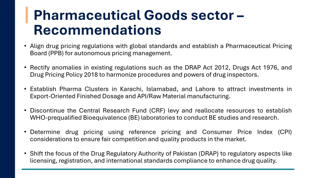 pharmaceutical goods sector recommendations