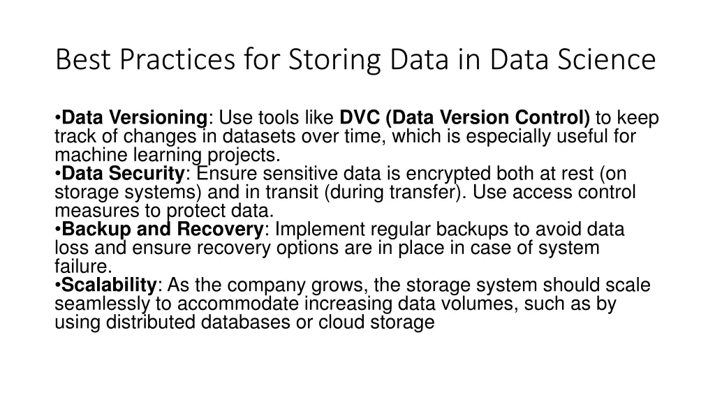 best practices for storing data in data science 2
