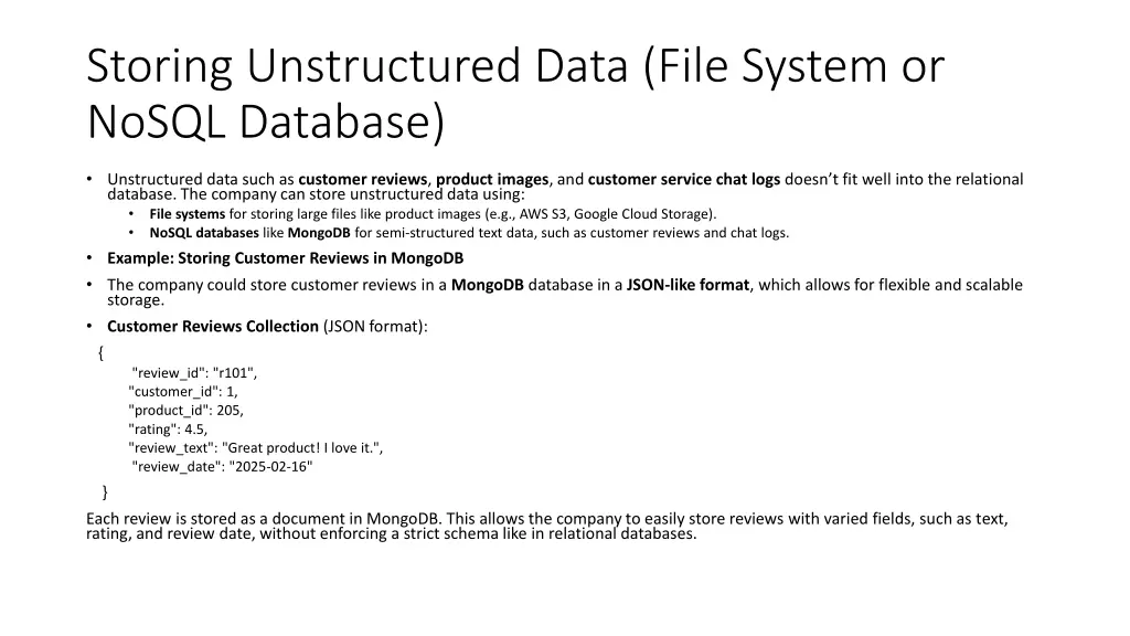 storing unstructured data file system or nosql