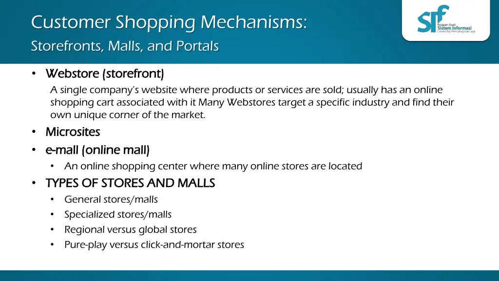 customer shopping mechanisms storefronts malls
