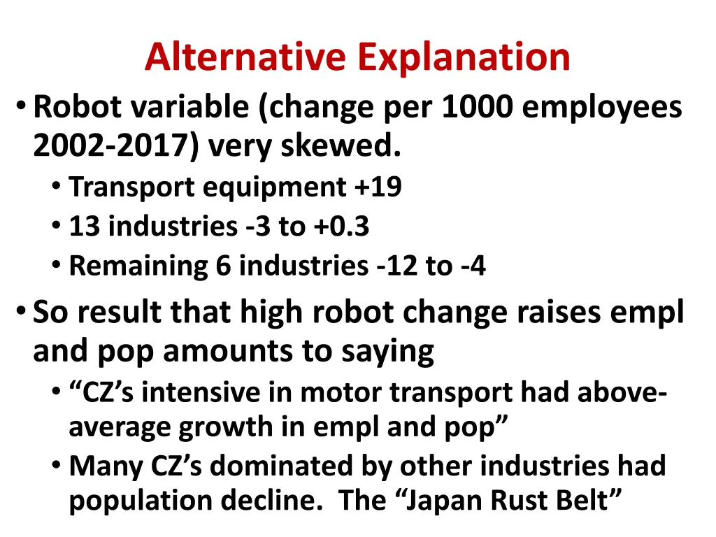 alternative explanation robot variable change