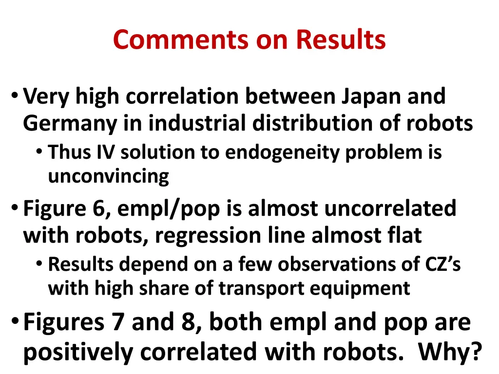 comments on results