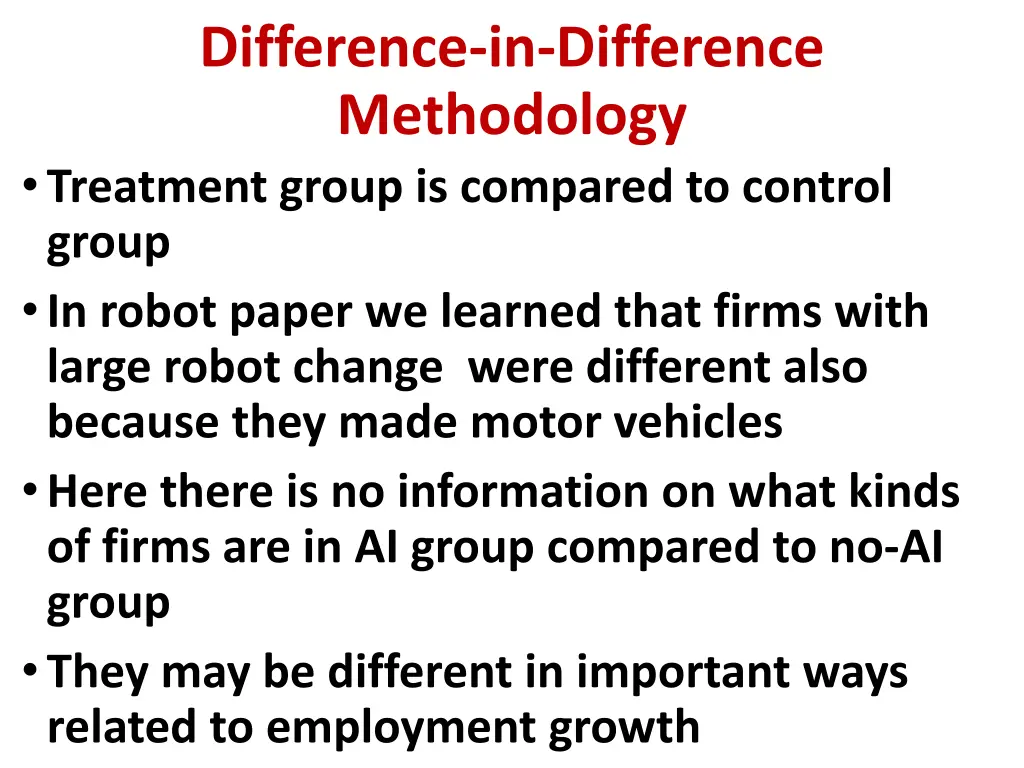 difference in difference methodology treatment