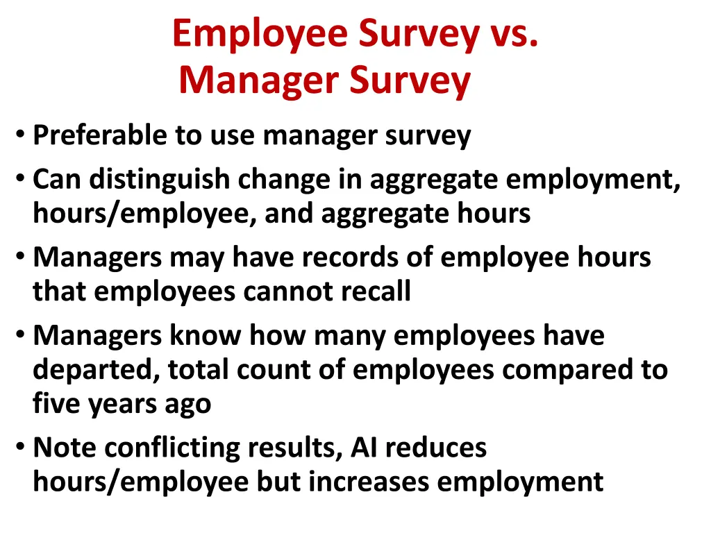employee survey vs manager survey preferable