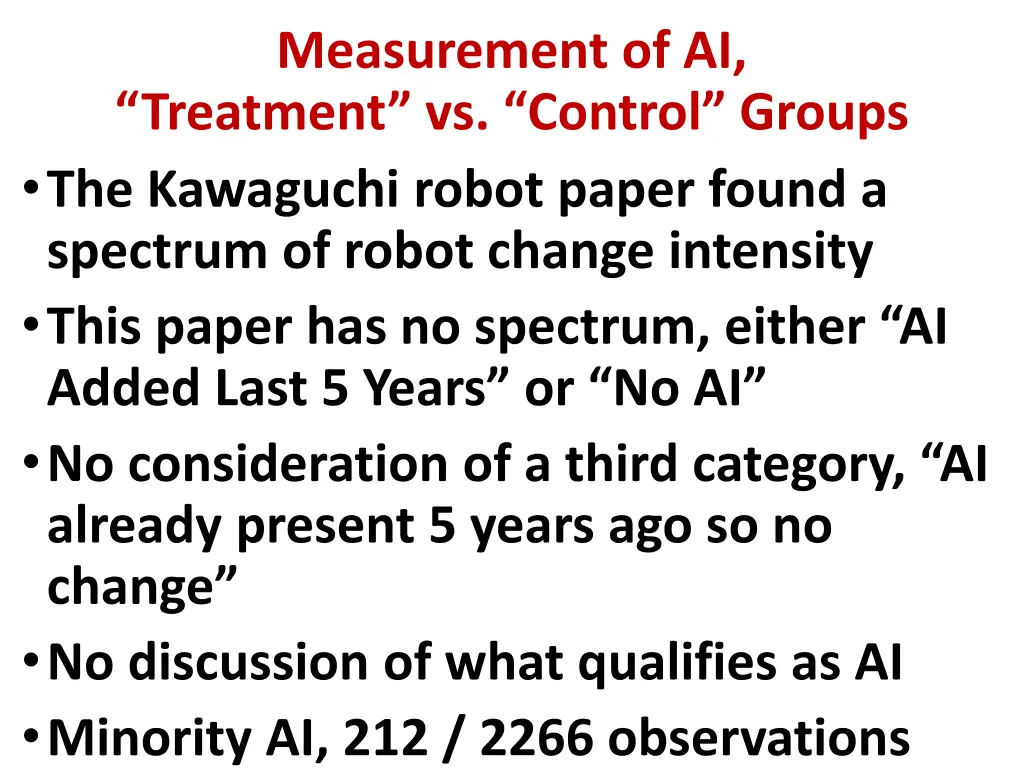 measurement of ai treatment vs control groups
