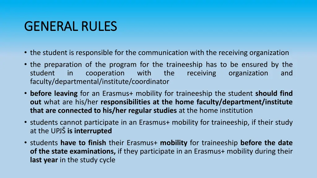 general rules general rules