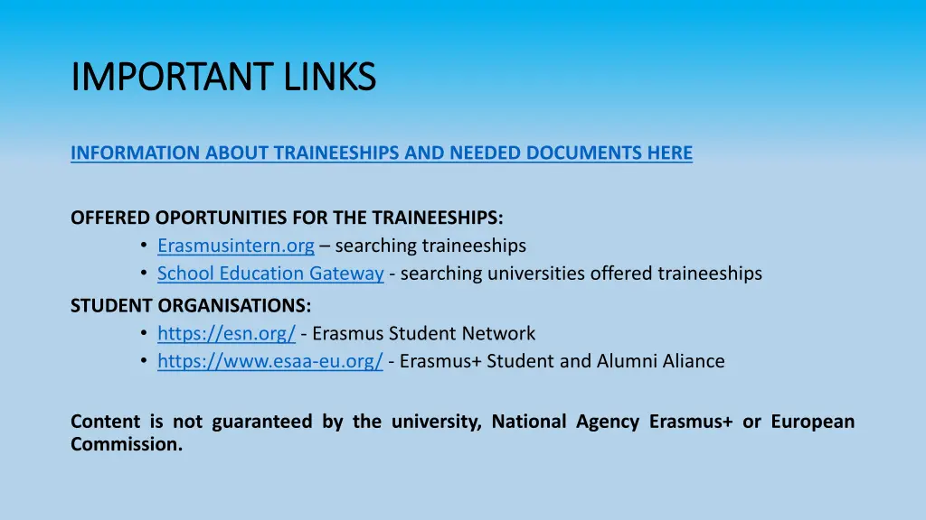 important links important links