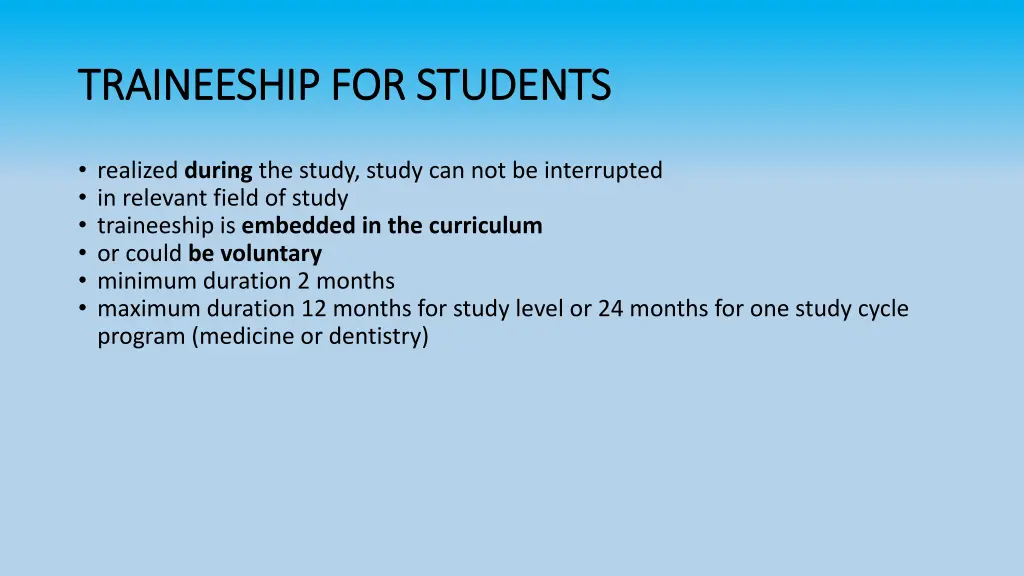 traineeship for students traineeship for students