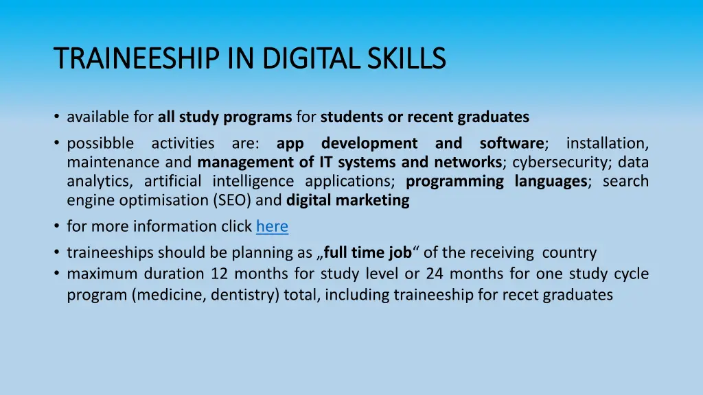 traineeship in digital skills traineeship