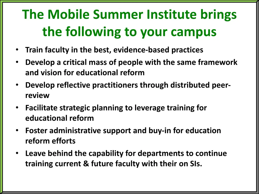 the mobile summer institute brings the following