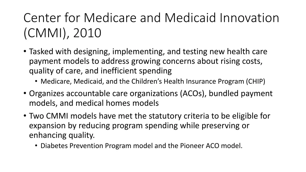 center for medicare and medicaid innovation cmmi