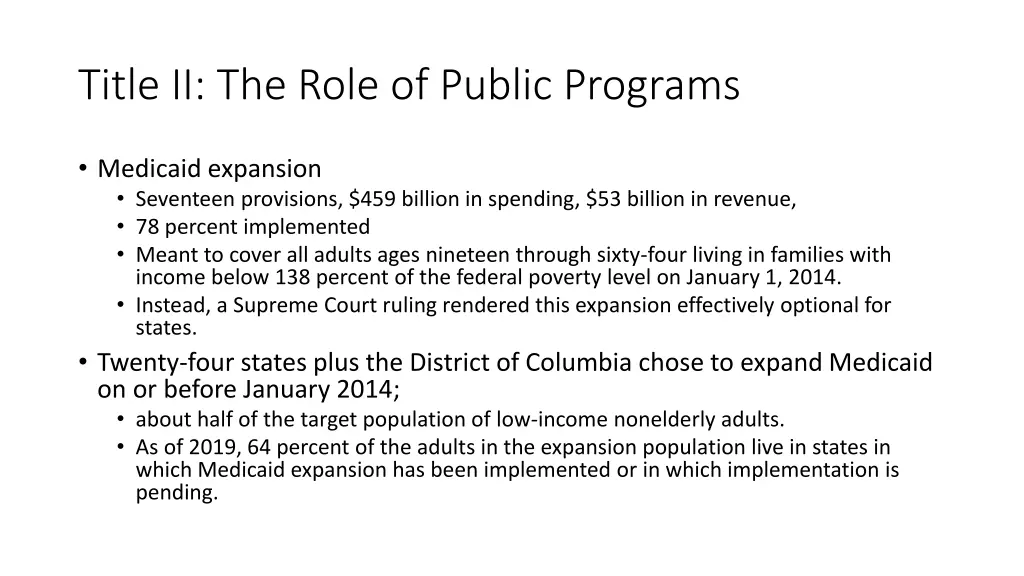 title ii the role of public programs