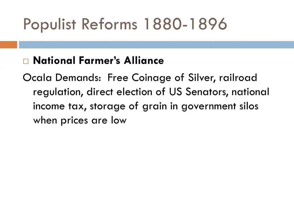 populist reforms 1880 1896 1
