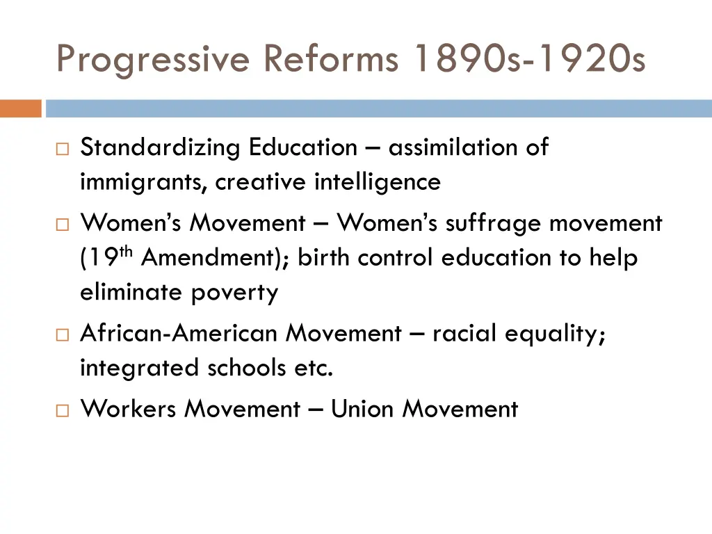progressive reforms 1890s 1920s 2