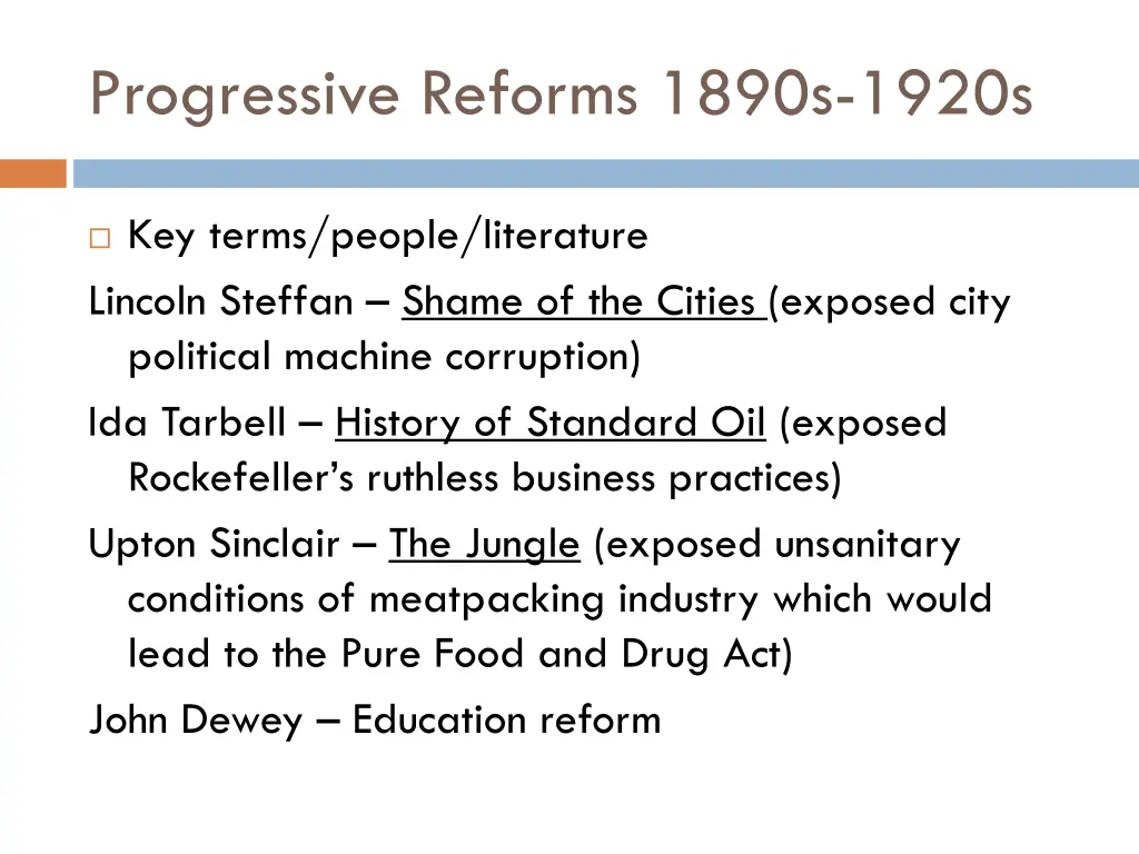 progressive reforms 1890s 1920s 4
