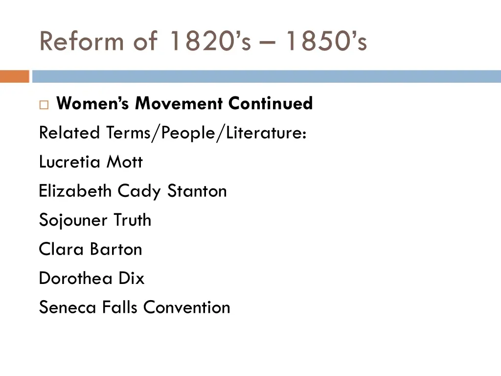 reform of 1820 s 1850 s 1
